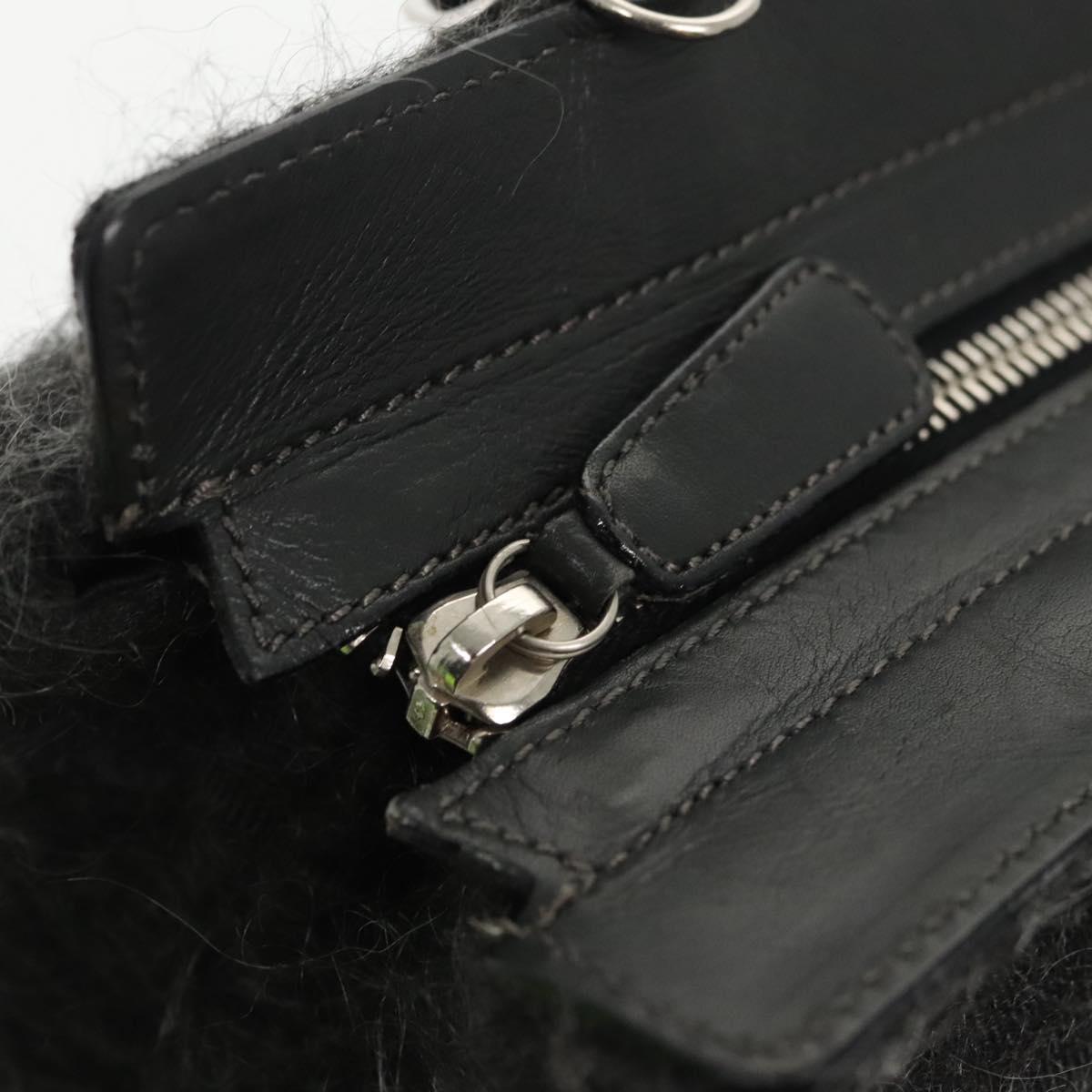 Salvatore Ferragamo Hand Bag Wool Gray Silver Auth bs19764