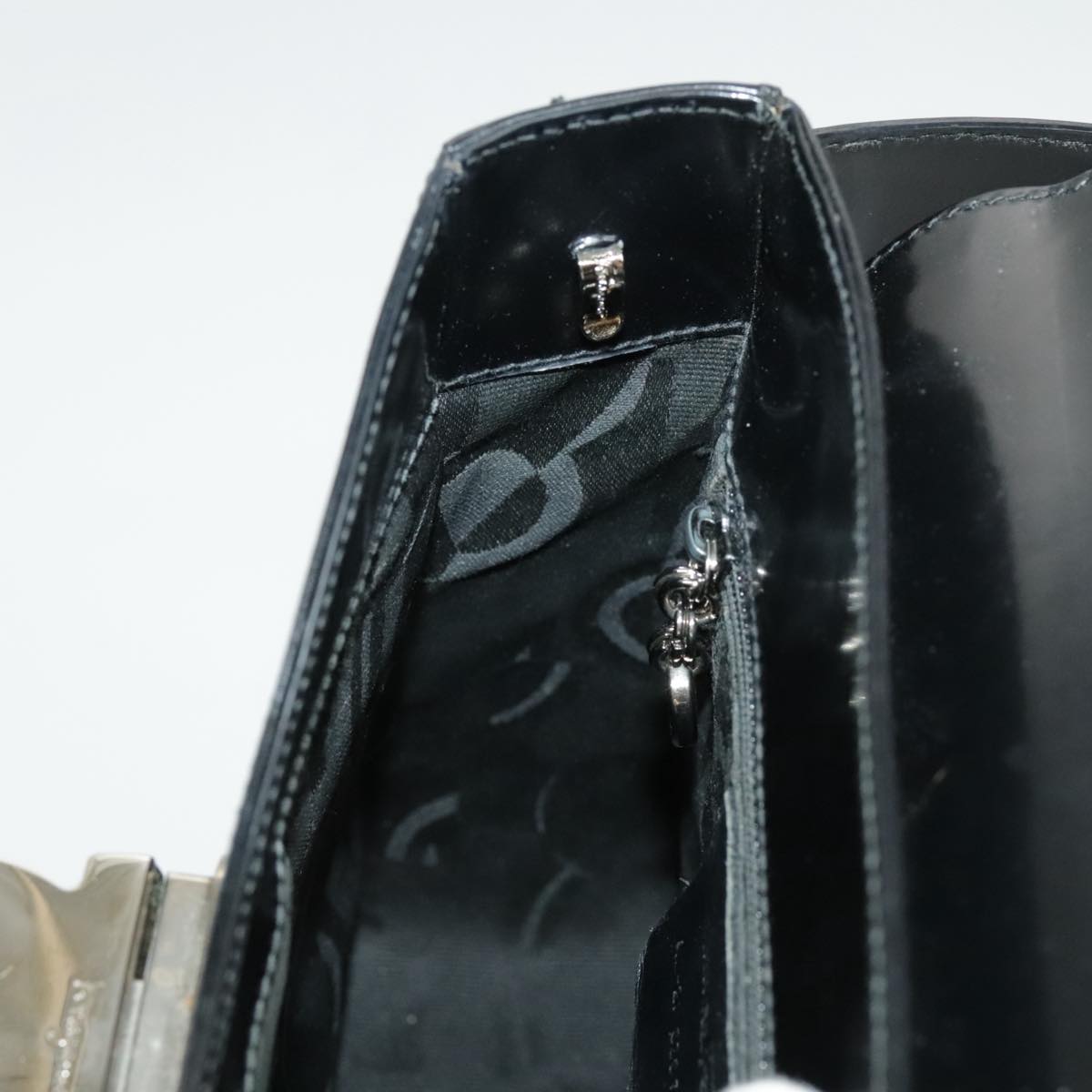 Salvatore Ferragamo Hand Bag Leather 2way Black Silver Auth bs19766