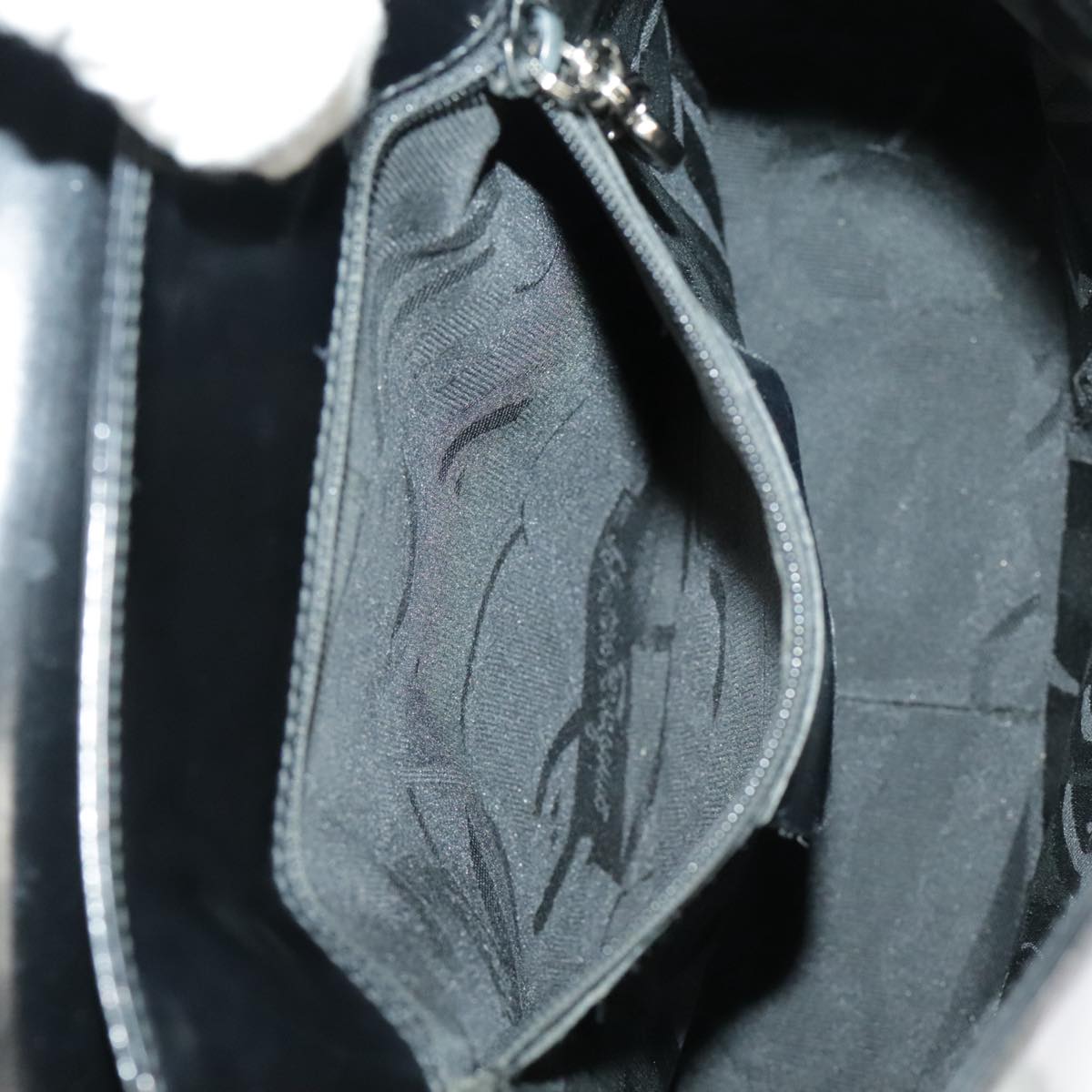 Salvatore Ferragamo Hand Bag Leather 2way Black Silver Auth bs19766