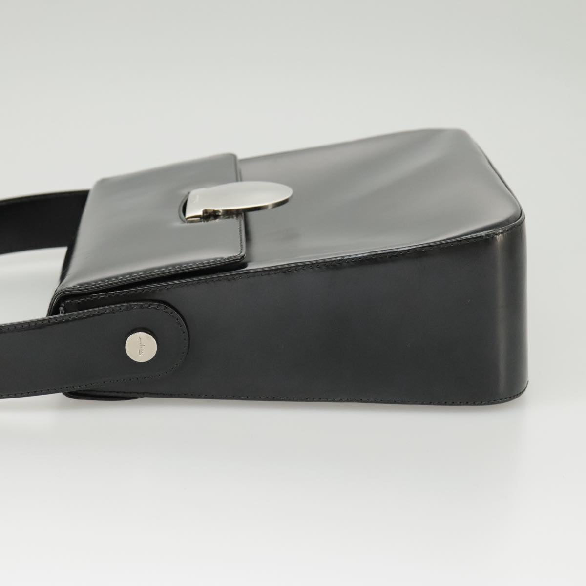 Salvatore Ferragamo Hand Bag Leather 2way Black Silver Auth bs19766
