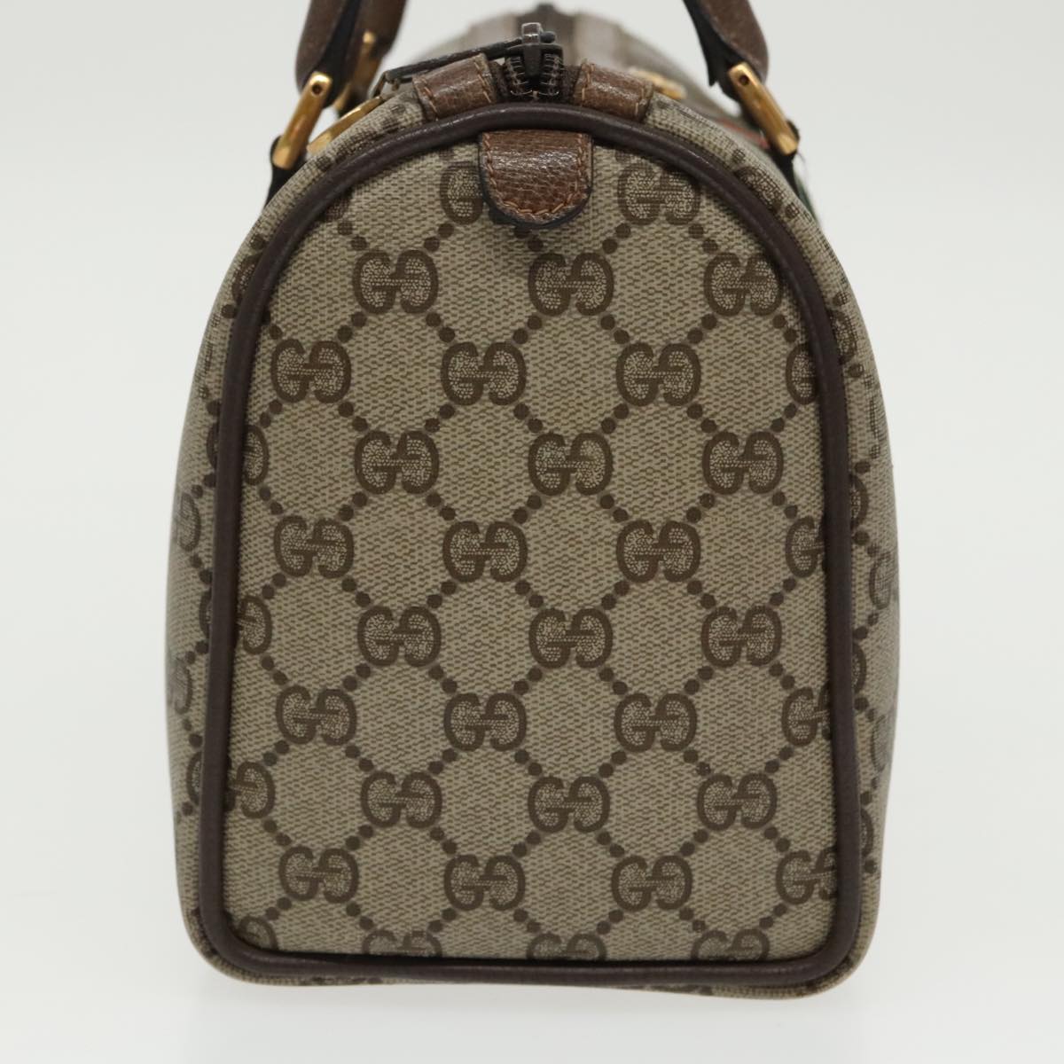 GUCCI GG Supreme Web Sherry Line Boston Bag PVC Beige 40 02 006 Auth bs19804