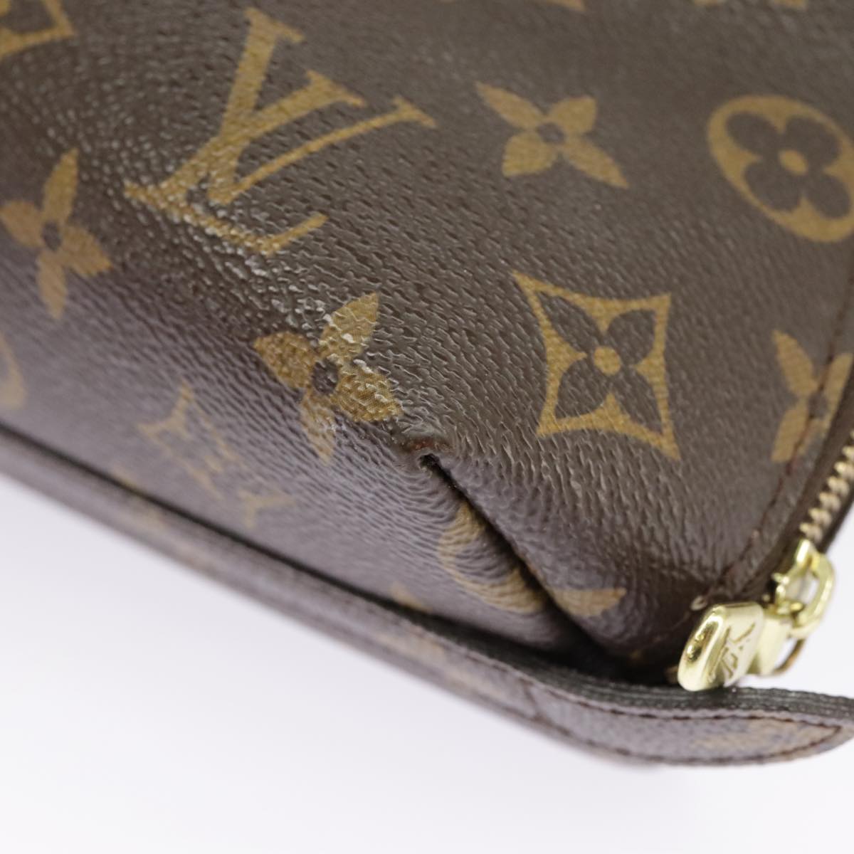 LOUIS VUITTON Monogram Trousse Demi Ronde Cosmetic Pouch M47520 LV Auth bs19805