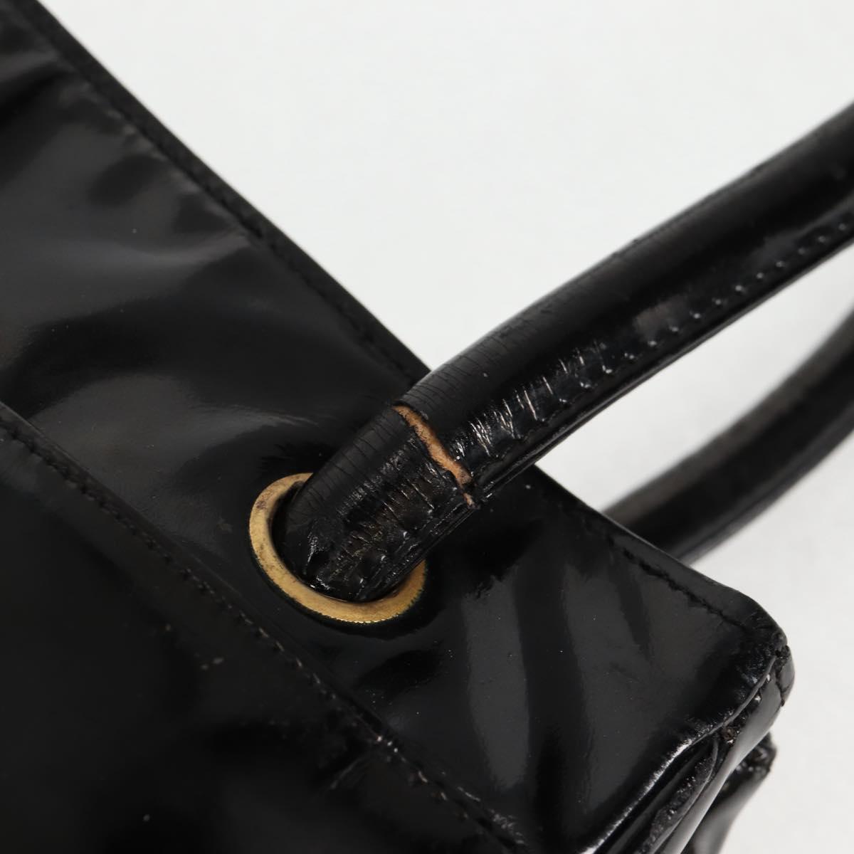 CHANEL Tote Bag Patent Leather Black Gold CC Auth bs19813