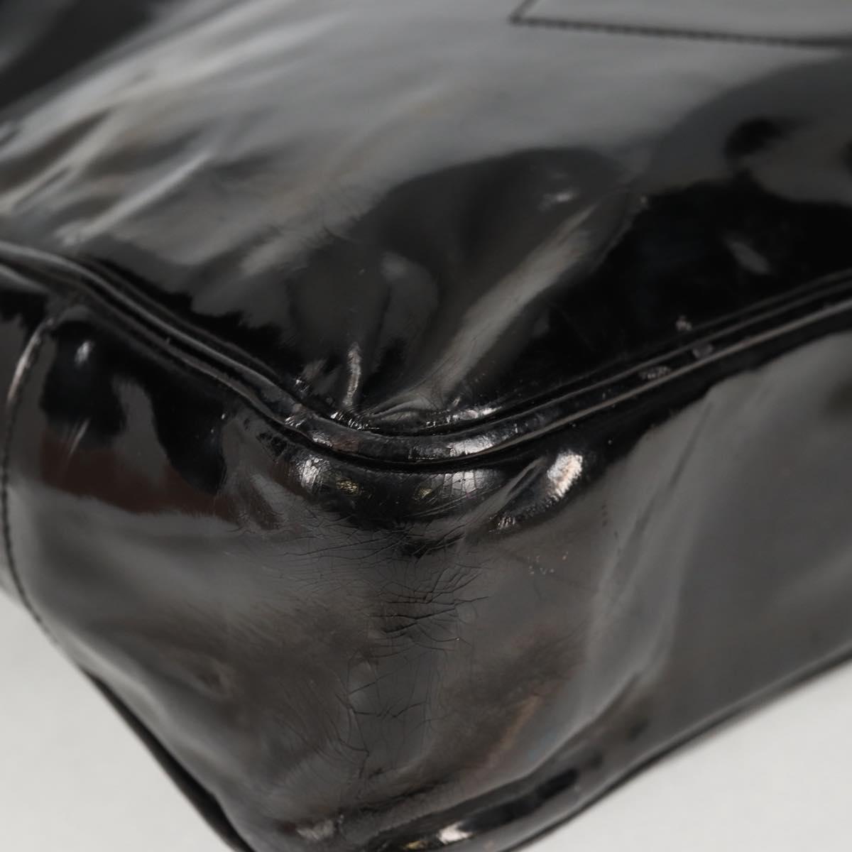 CHANEL Tote Bag Patent Leather Black Gold CC Auth bs19813
