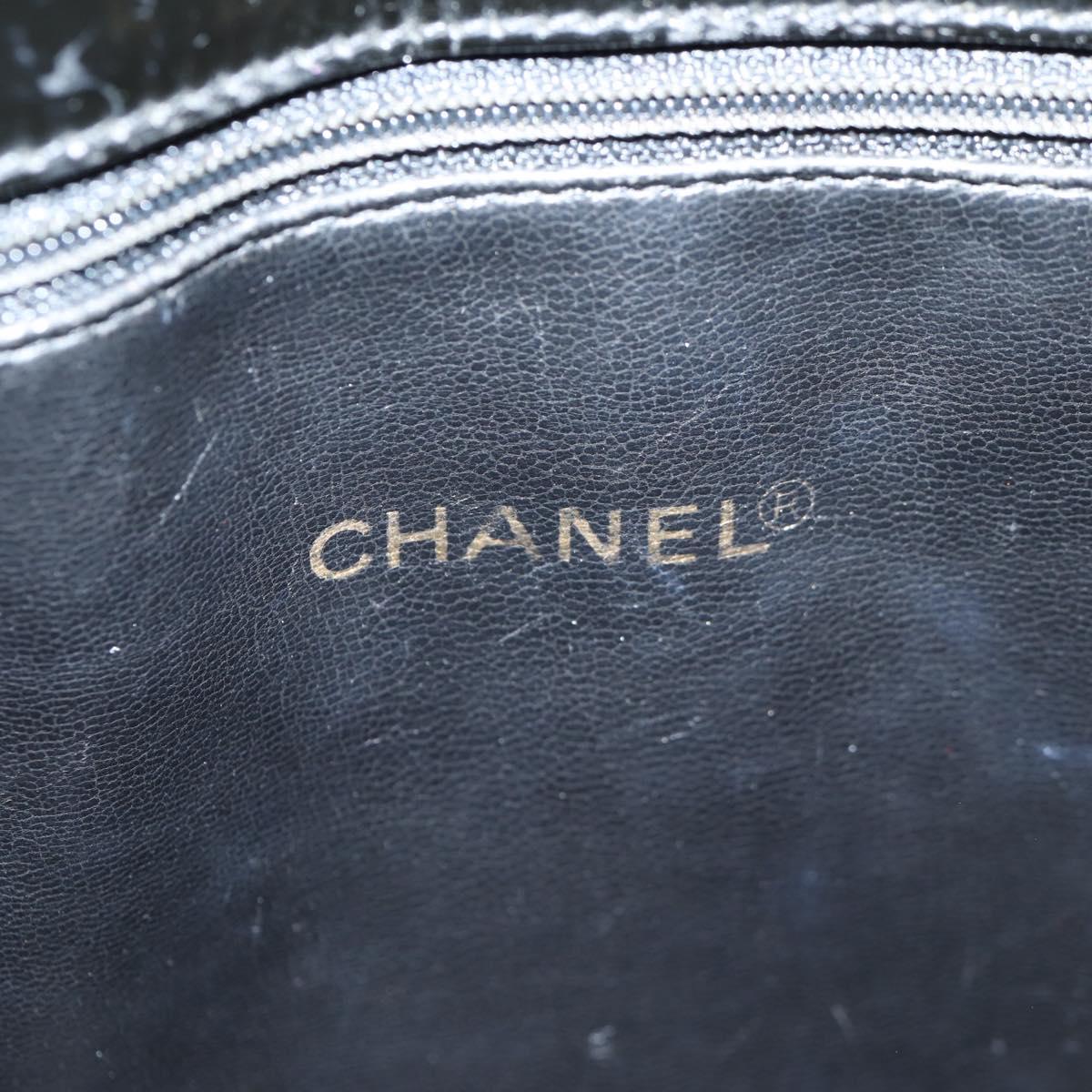 CHANEL Tote Bag Patent Leather Black Gold CC Auth bs19813