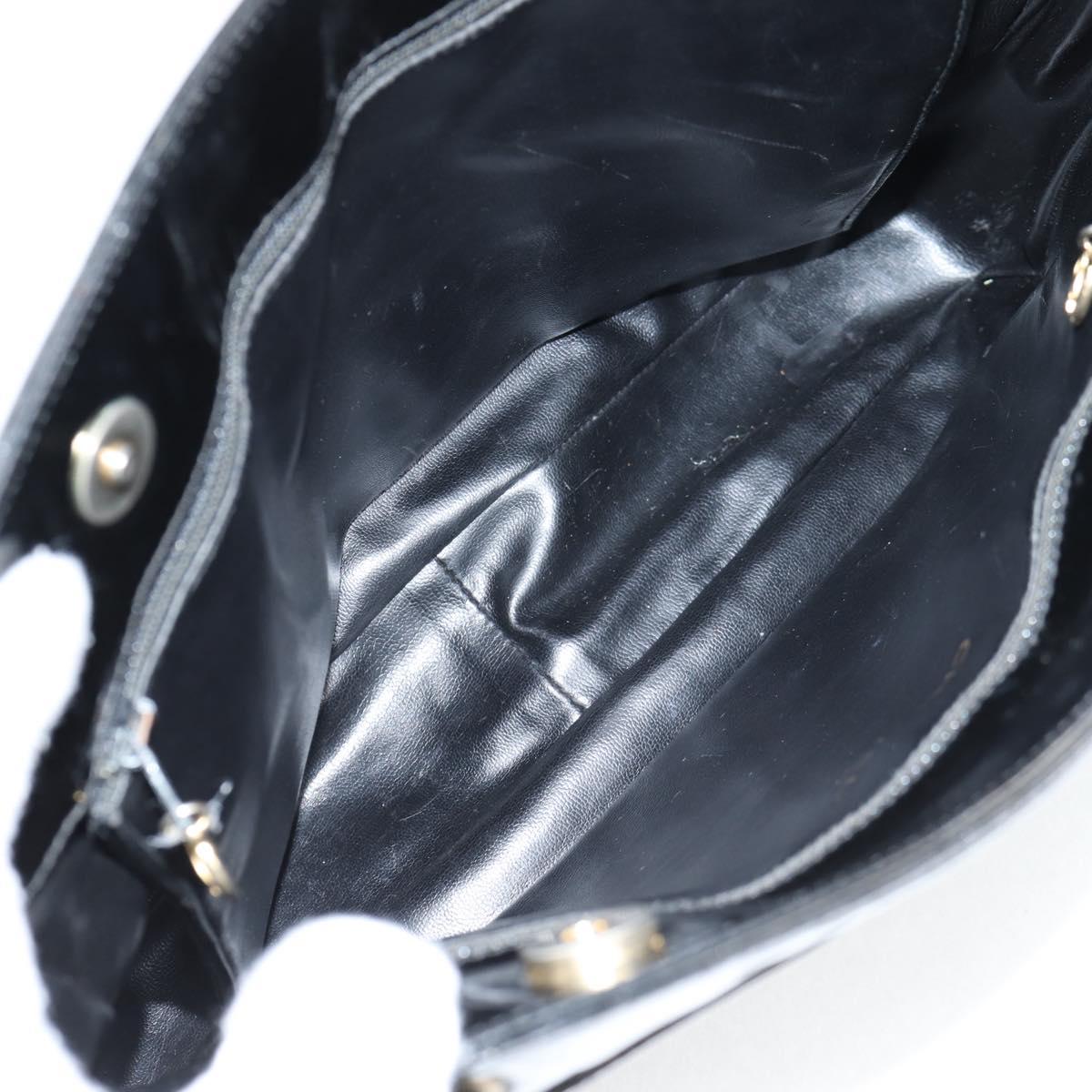 CHANEL Tote Bag Patent Leather Black Gold CC Auth bs19813