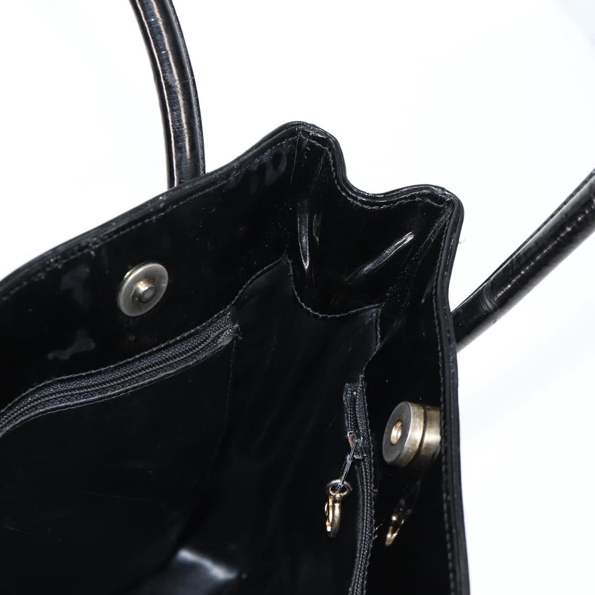 CHANEL Tote Bag Patent Leather Black Gold CC Auth bs19813