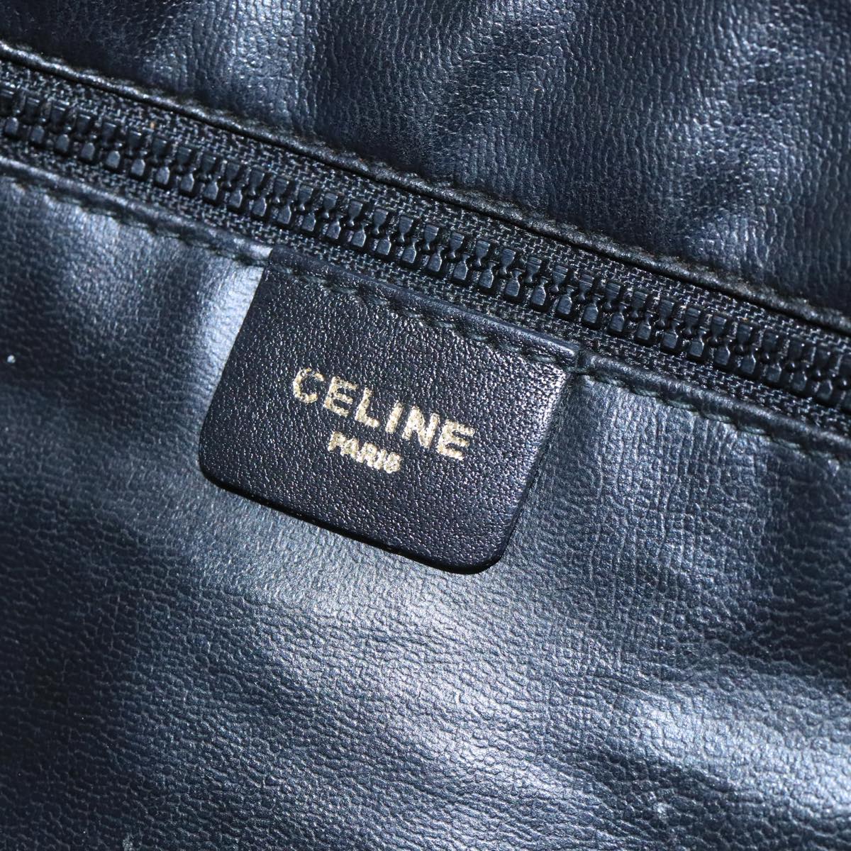 CELINE Shoulder Bag Leather Black Brown Gold Auth bs19817