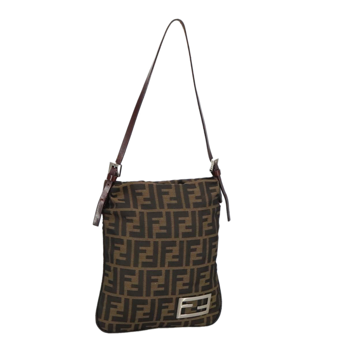 FENDI Zucca Canvas Hand Bag Brown Black Gold Auth bs19819