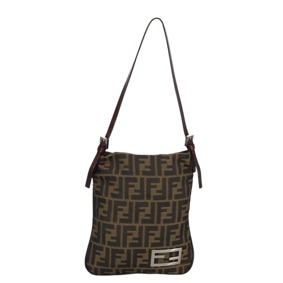 FENDI Zucca Canvas Hand Bag Brown Black Gold Auth bs19819