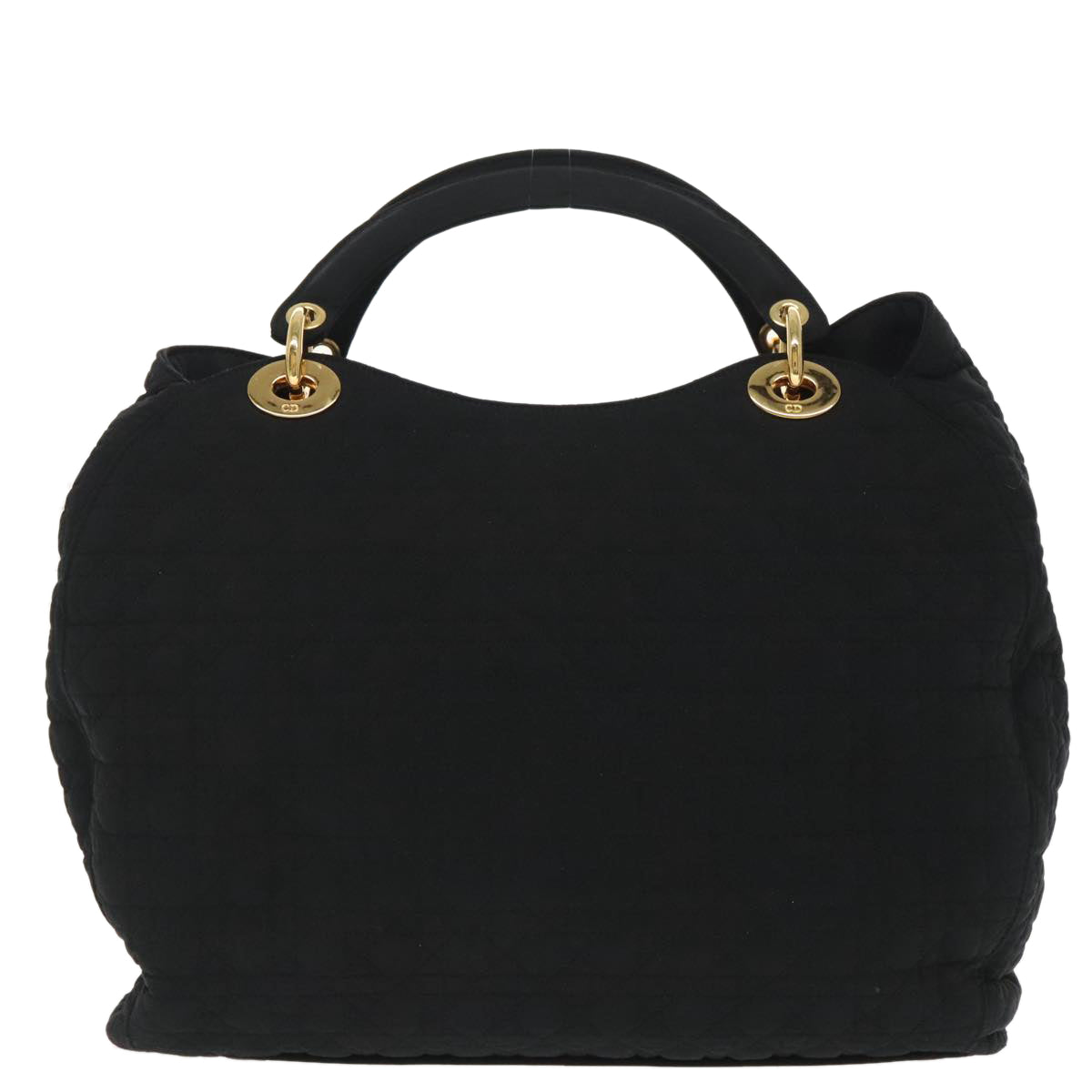 Christian Dior Canage Hand Bag Nylon Black Gold Auth bs19828