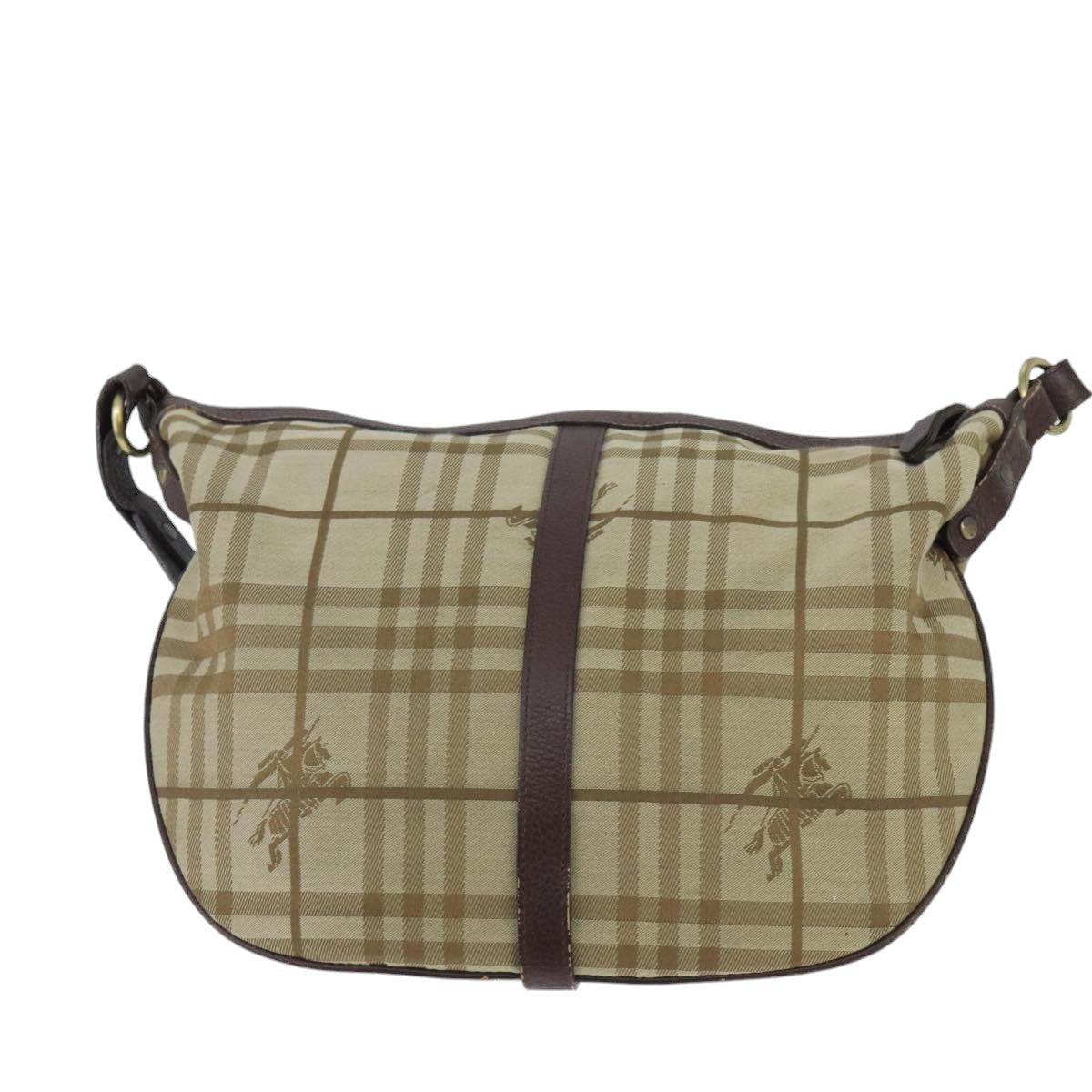 BURBERRY Nova Check Shoulder Bag Canvas Leather Beige Brown Gold Auth bs19838