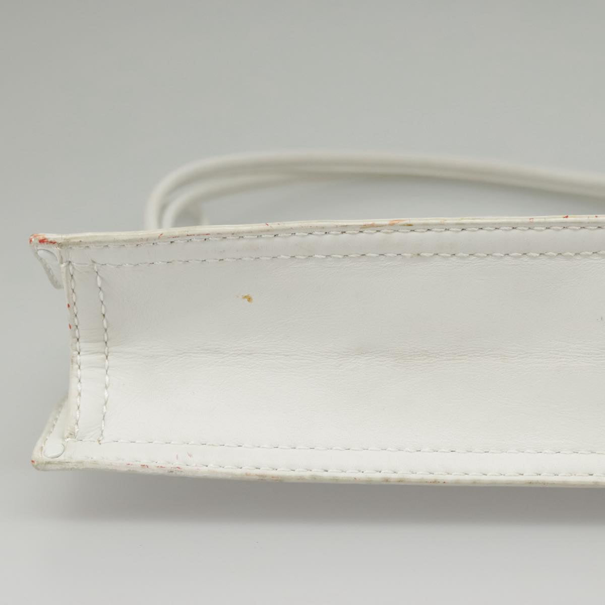 LOEWE Shoulder Bag Leather White Silver Auth bs19840