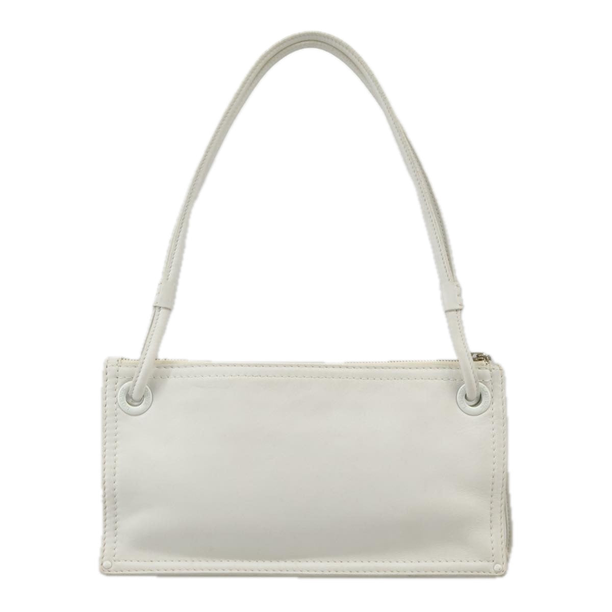 LOEWE Shoulder Bag Leather White Silver Auth bs19840