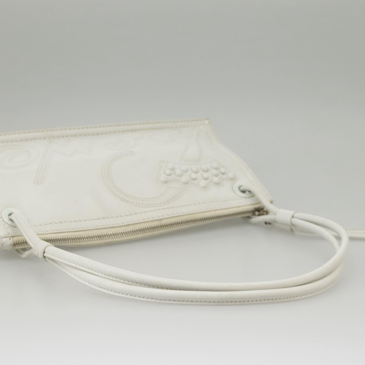 LOEWE Shoulder Bag Leather White Silver Auth bs19840