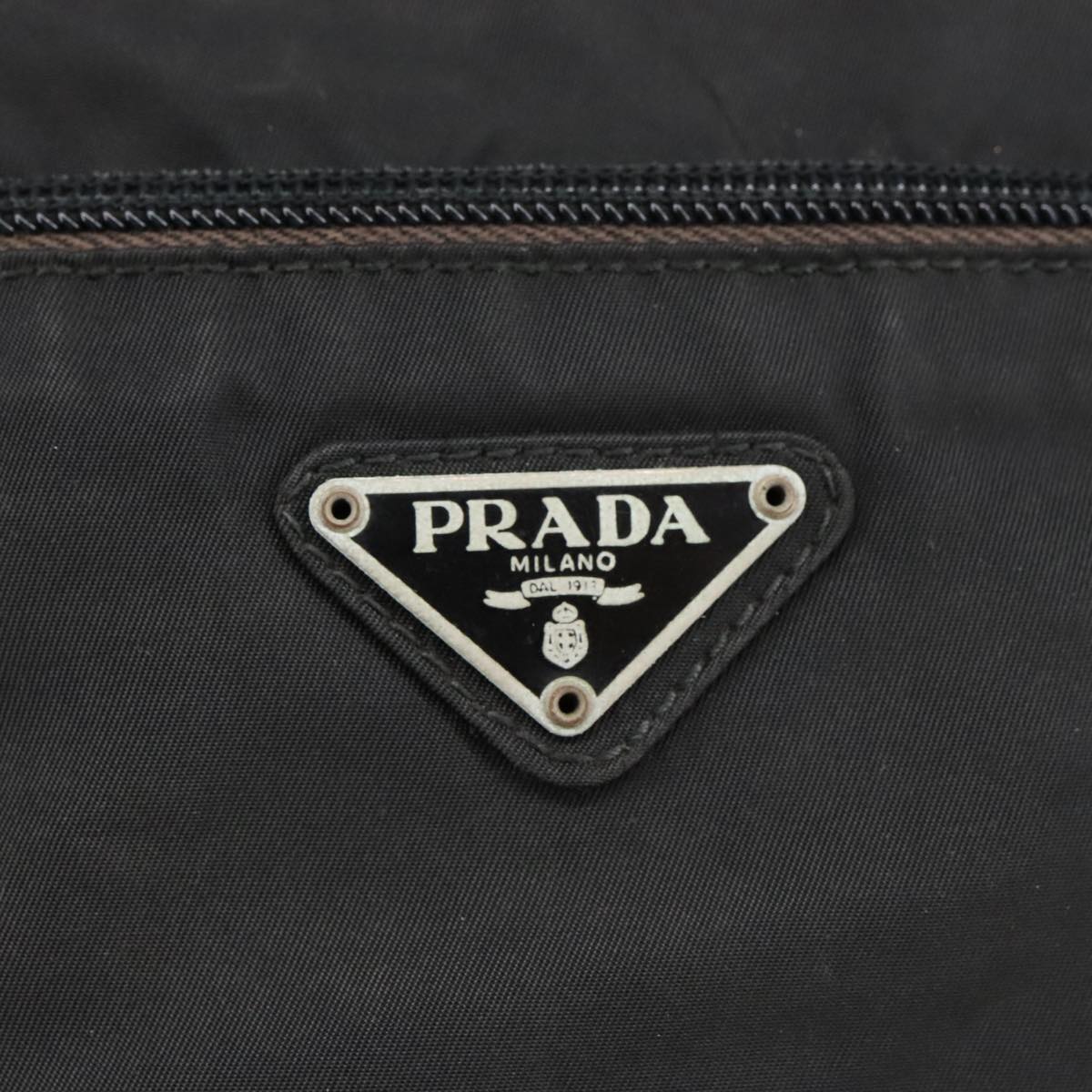 PRADA Shoulder Bag Nylon Black Silver Auth bs19846