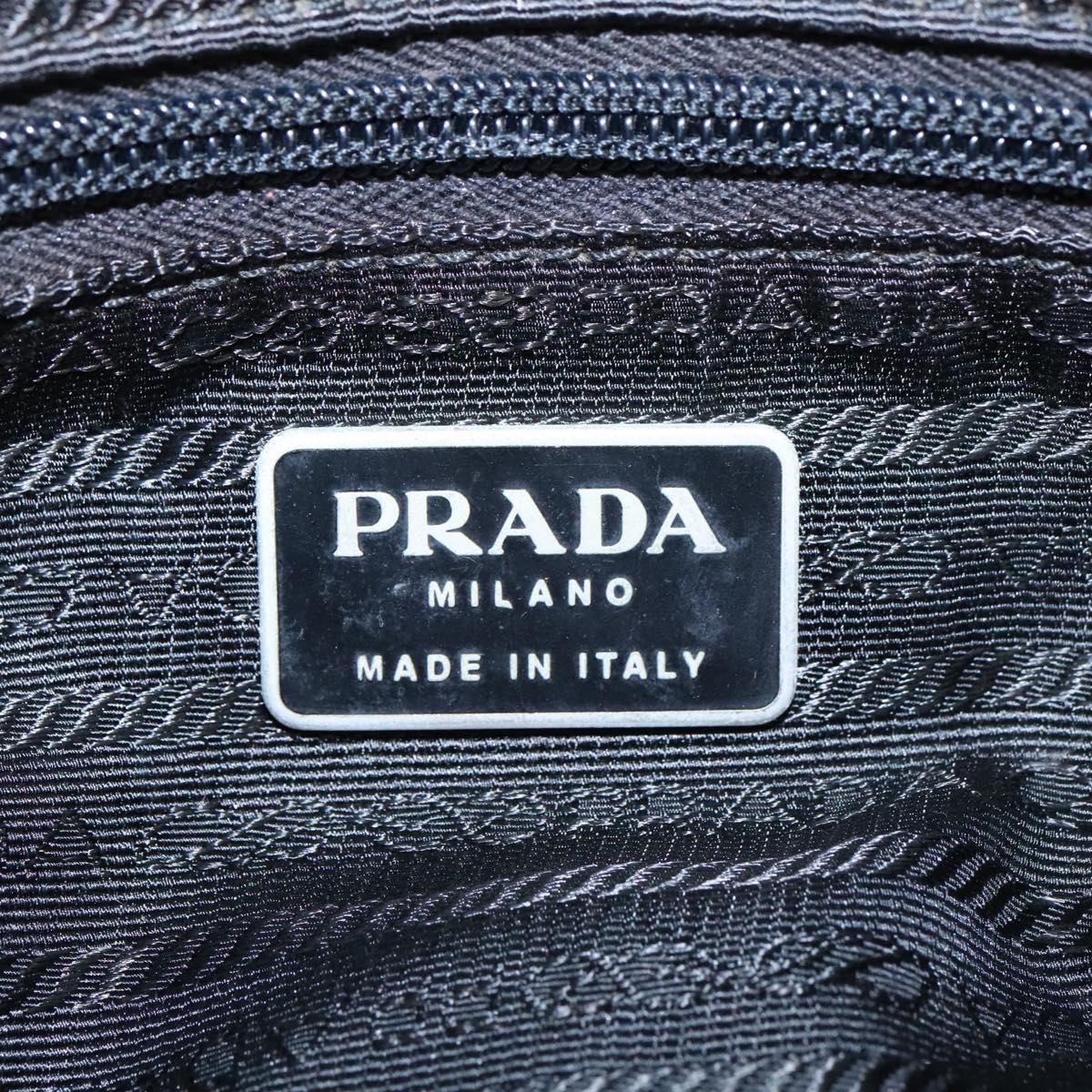 PRADA Shoulder Bag Nylon Black Silver Auth bs19846