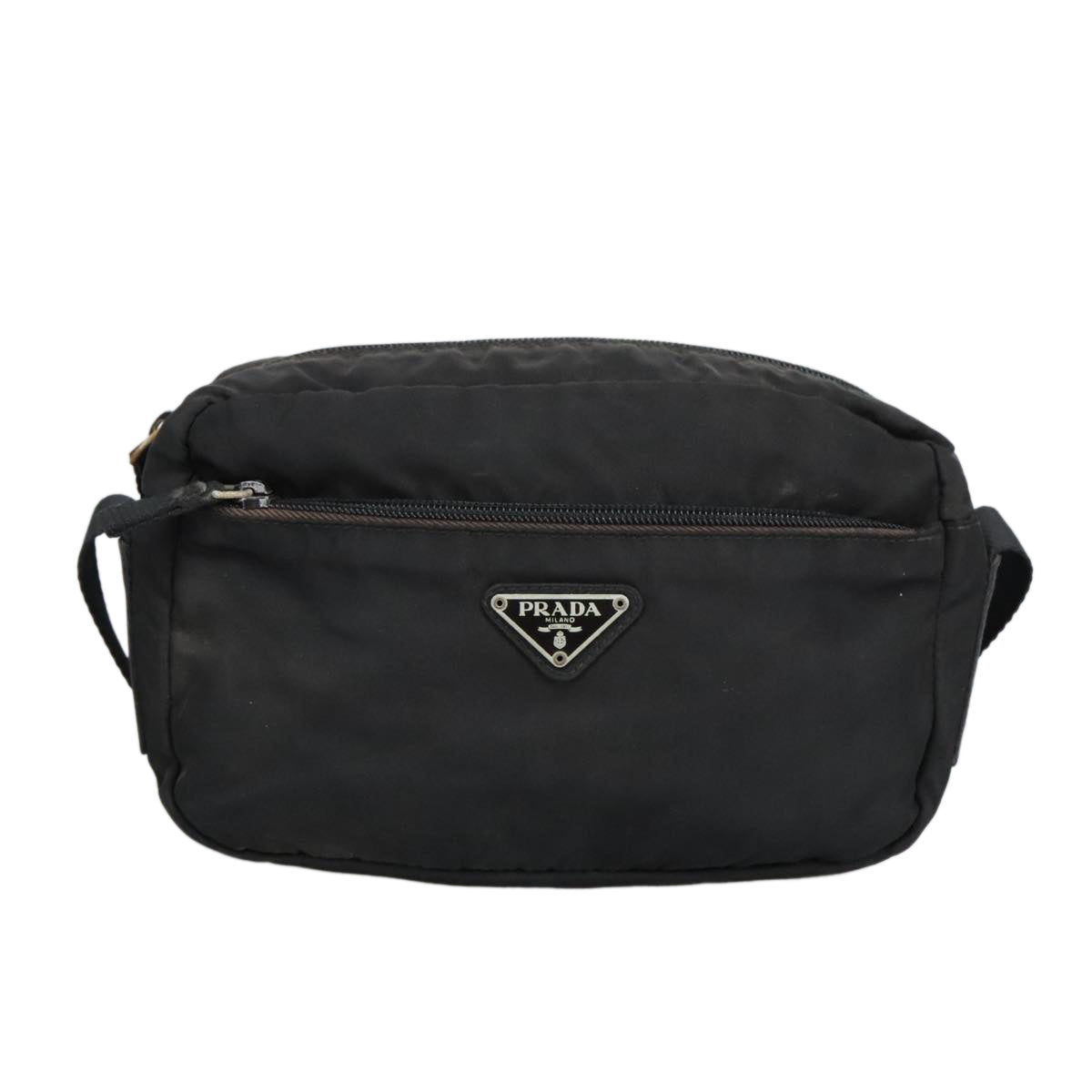 PRADA Shoulder Bag Nylon Black Silver Auth bs19846