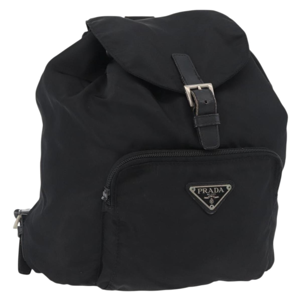 PRADA Backpack Nylon Black Silver Auth bs19849