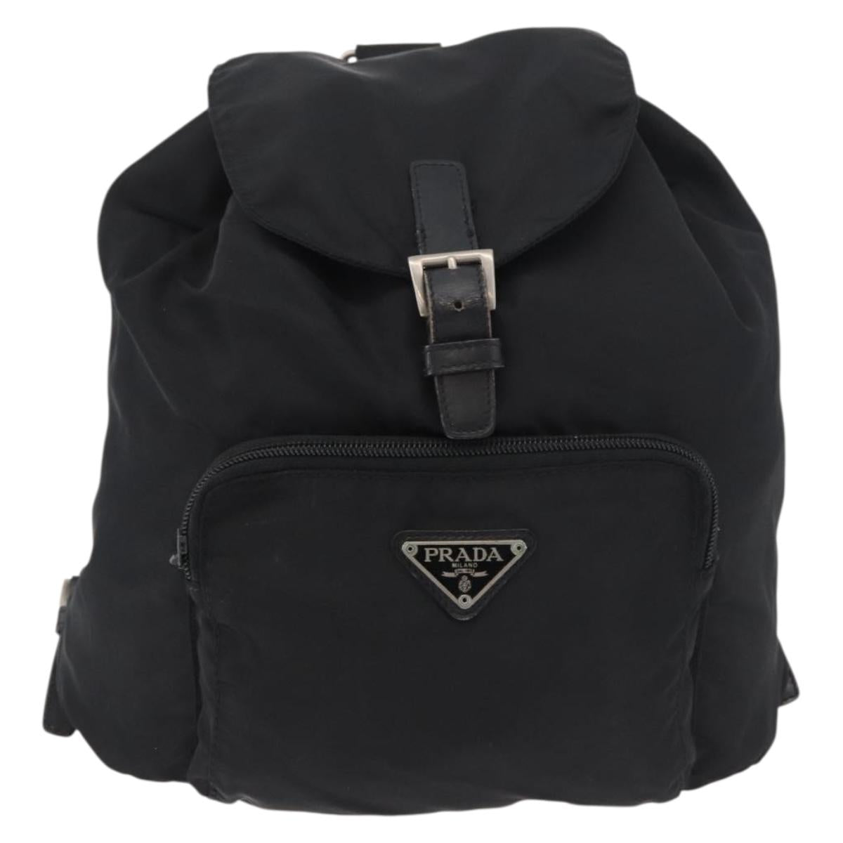 PRADA Backpack Nylon Black Silver Auth bs19849