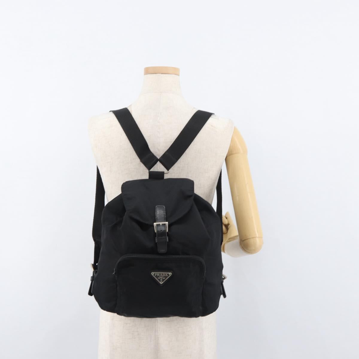 PRADA Backpack Nylon Black Silver Auth bs19849