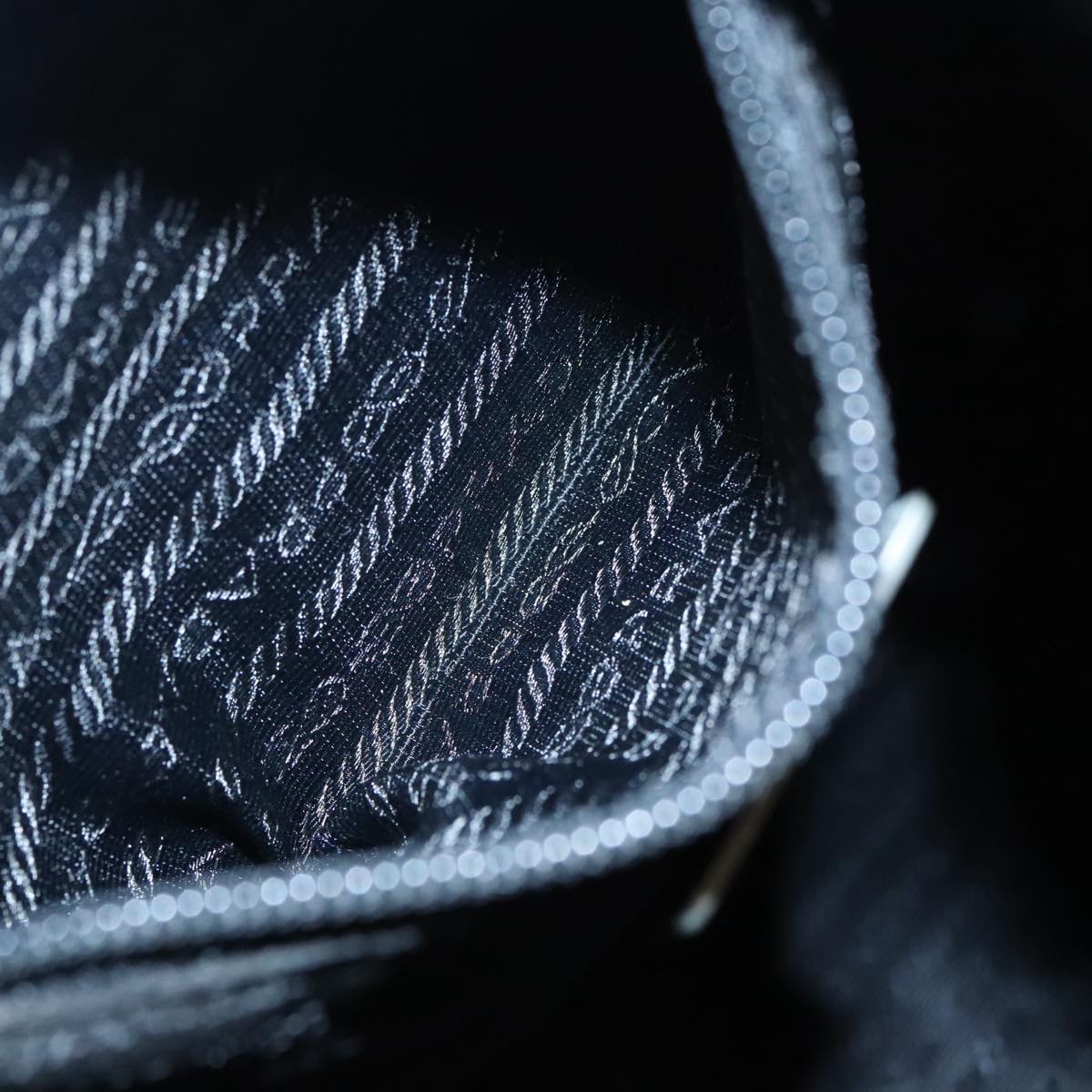 PRADA Backpack Nylon Black Silver Auth bs19849