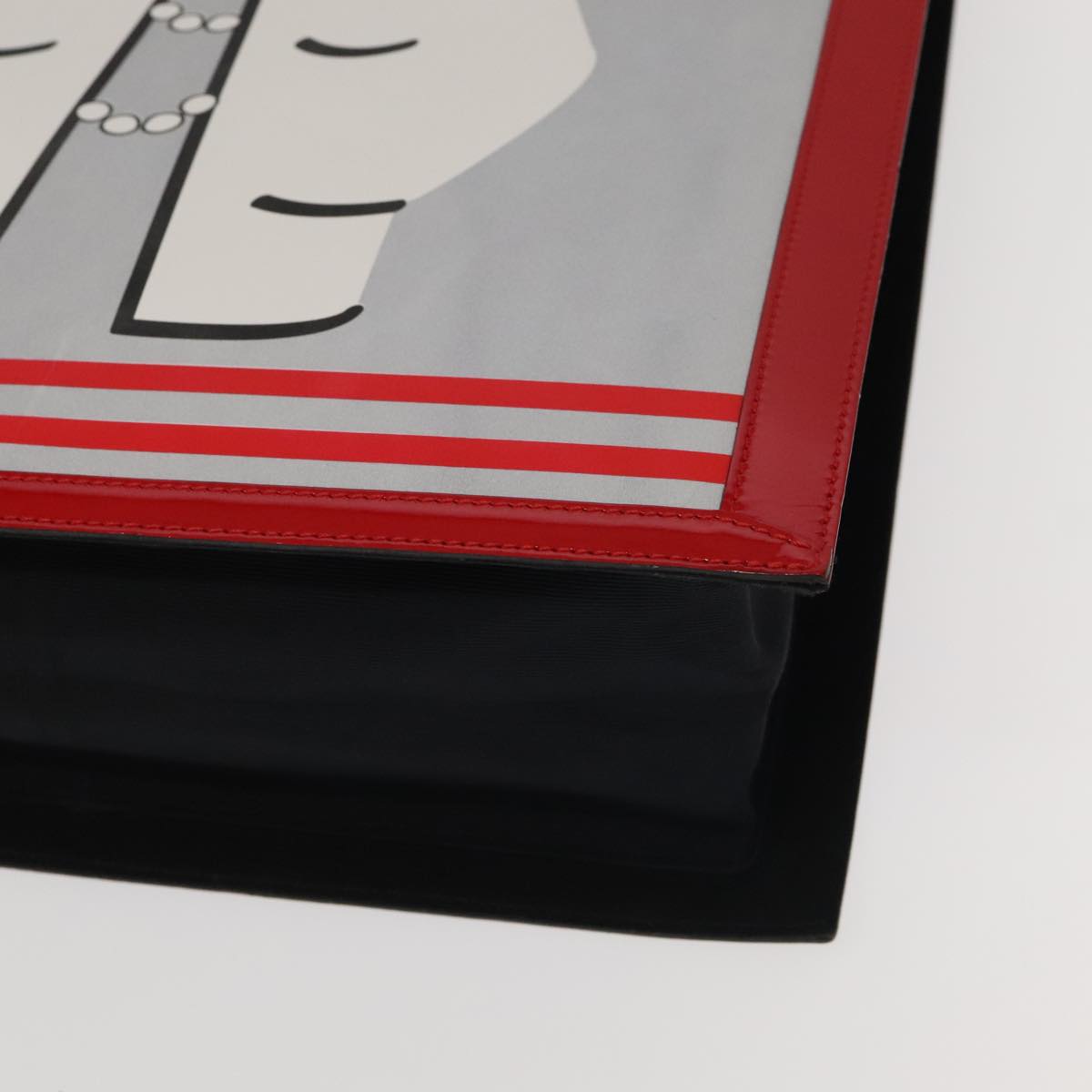 CHANEL Mademoiselle Choco Bar line Tote Bag Leather Red CC Auth bs19852V