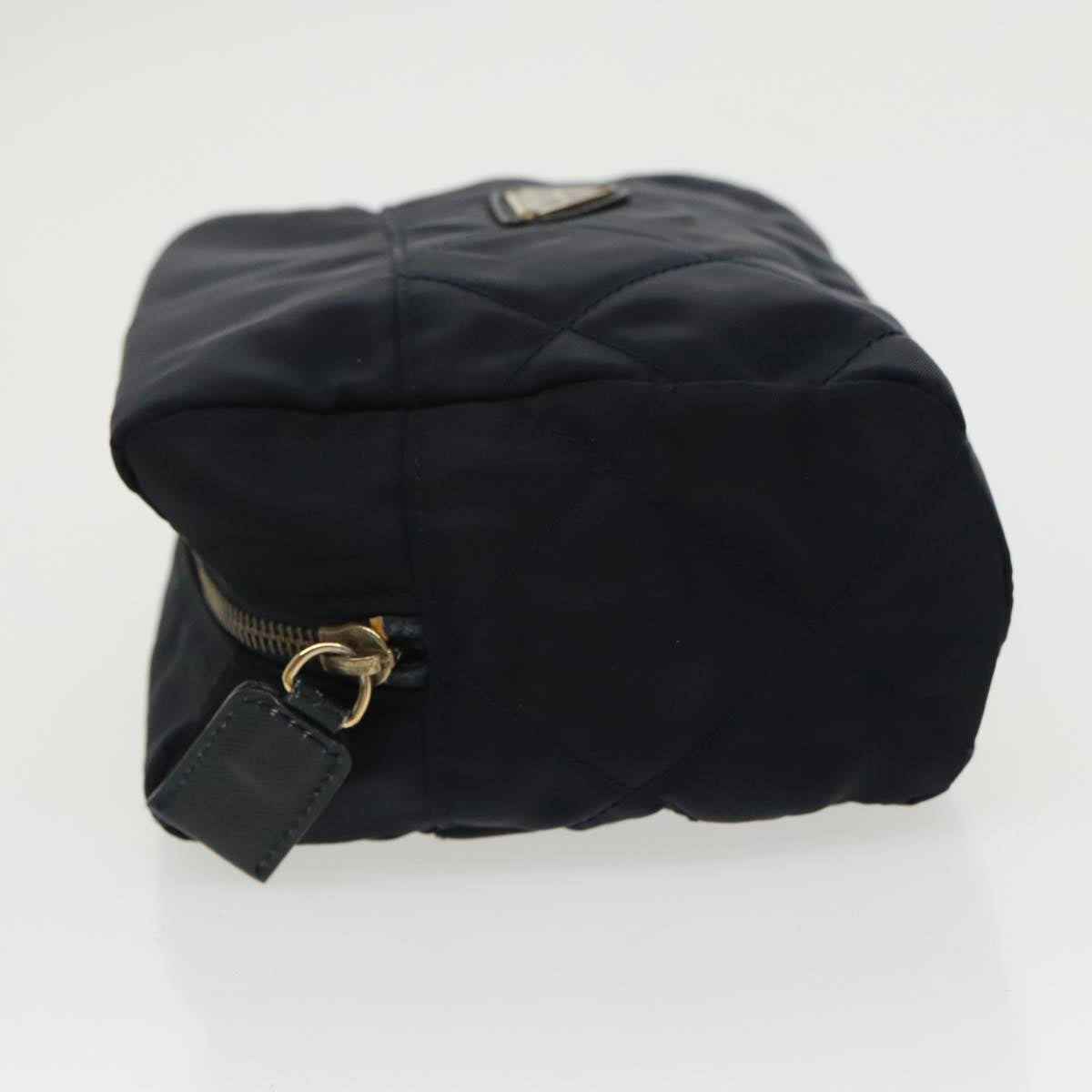 PRADA Pouch Nylon Navy Gold Auth bs19865