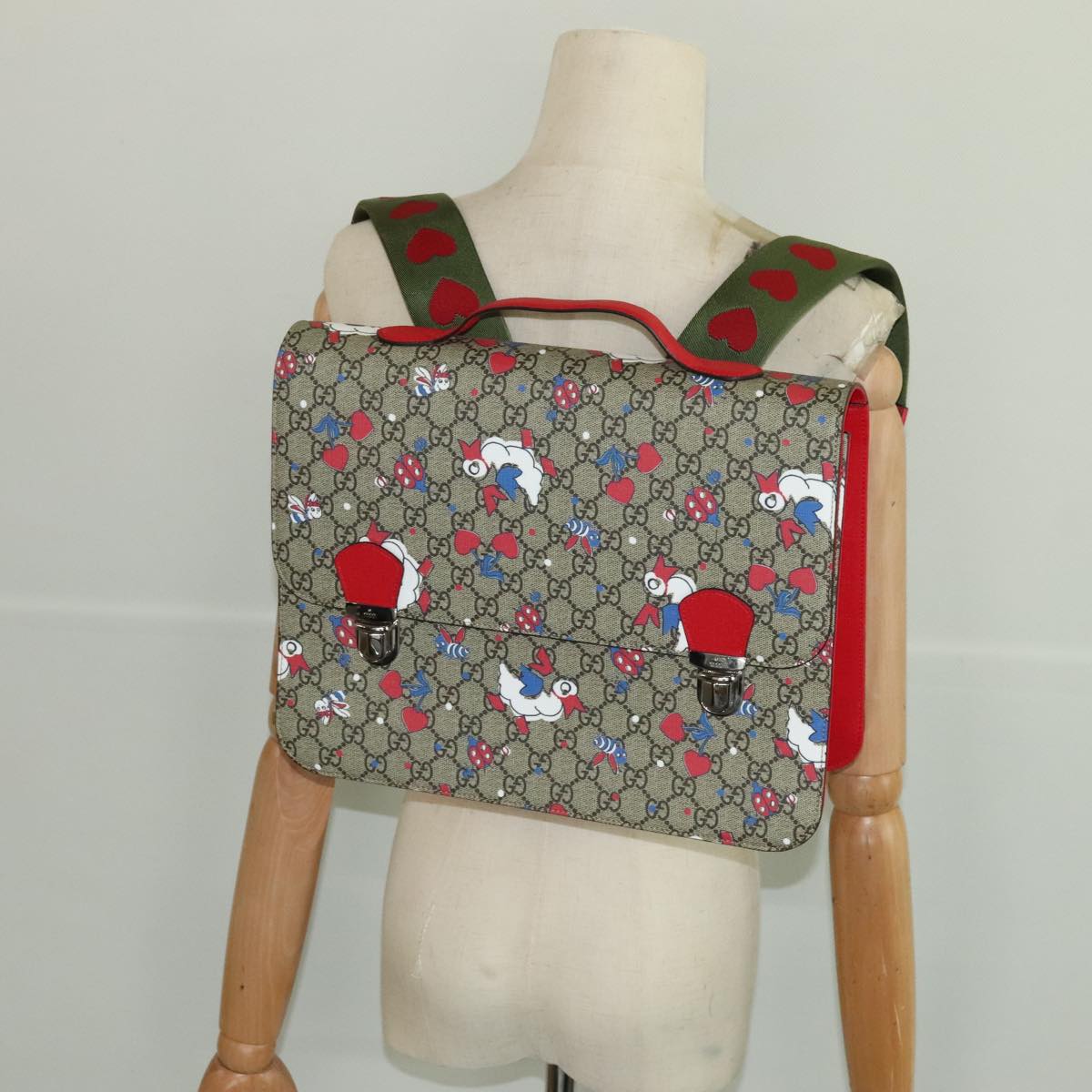 GUCCI GG Supreme Children's Backpack PVC Beige Red 410791 Auth bs19870A