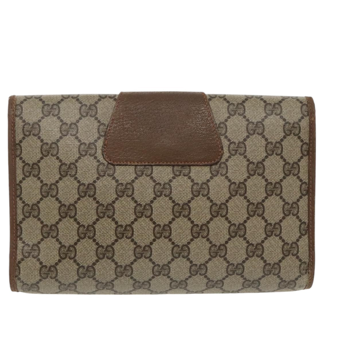 GUCCI GG Supreme Web Sherry Line Clutch Bag PVC Beige 89 01 030 Auth bs19871