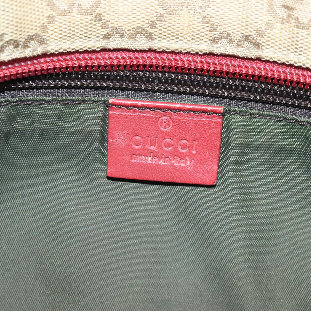 GUCCI GG Canvas Sherry Line Shoulder Bag Beige Wine Red Red 189749 Auth bs19873