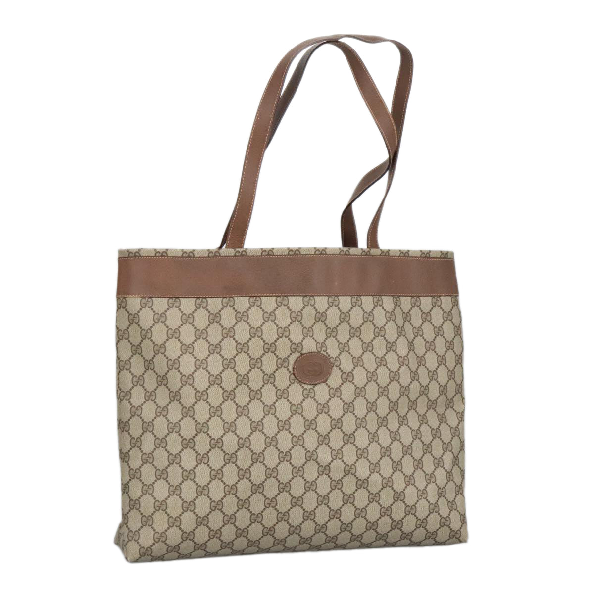 GUCCI GG Supreme Tote Bag PVC Leather Beige 156 02 109 Auth bs19874