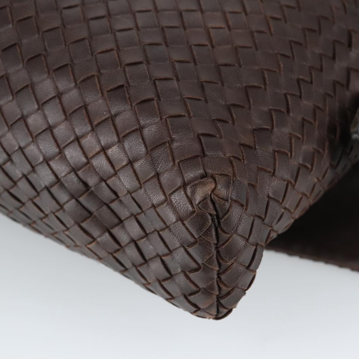 BOTTEGA VENETA INTRECCIATO Shoulder Bag Leather Brown 163971 Auth bs19878