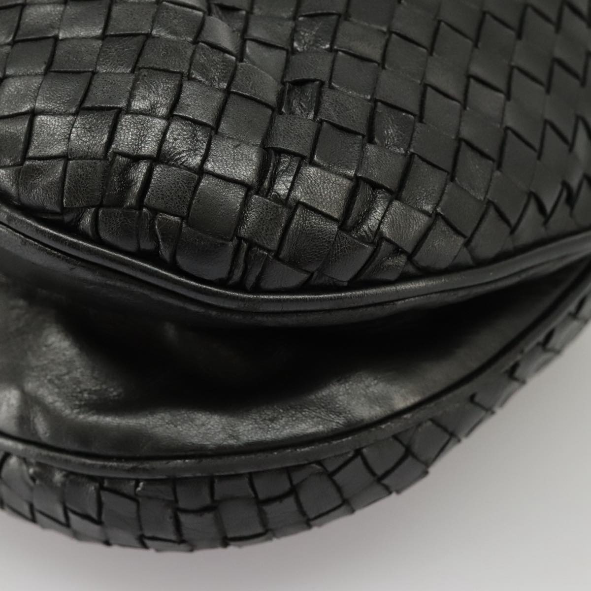 BOTTEGA VENETA INTRECCIATO Shoulder Bag Leather Black Auth bs19879