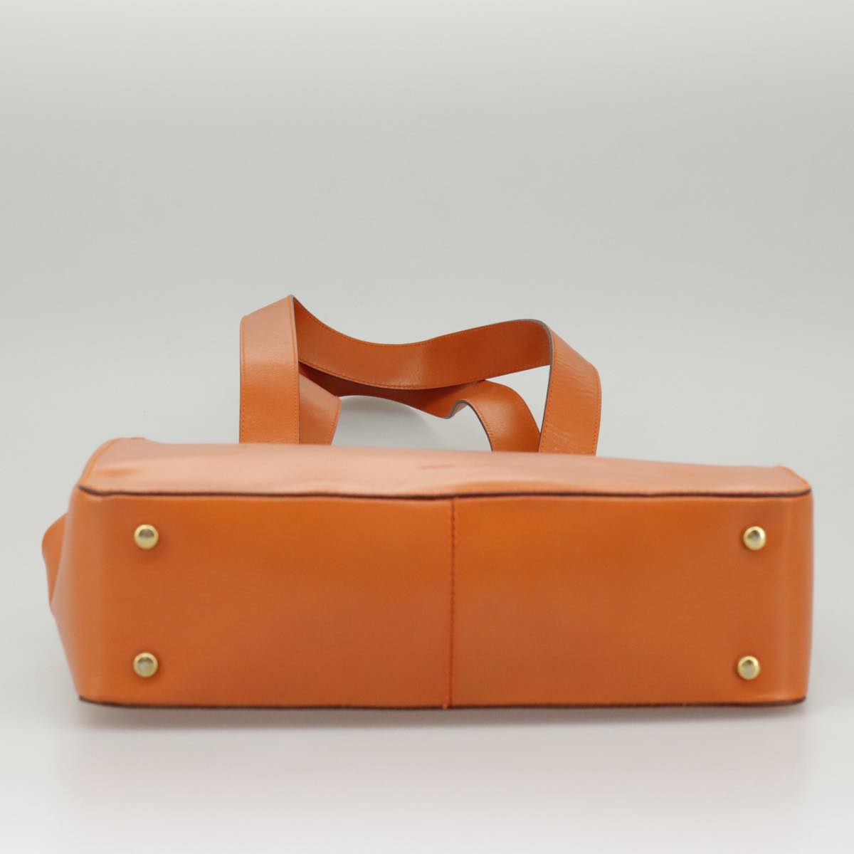 CELINE Shoulder Bag Leather Orange Gold Auth bs19882