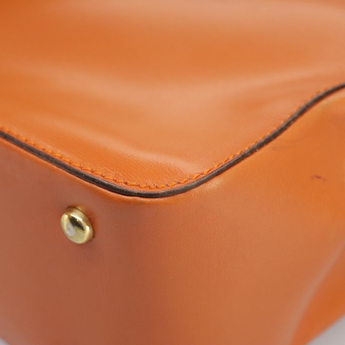 CELINE Shoulder Bag Leather Orange Gold Auth bs19882