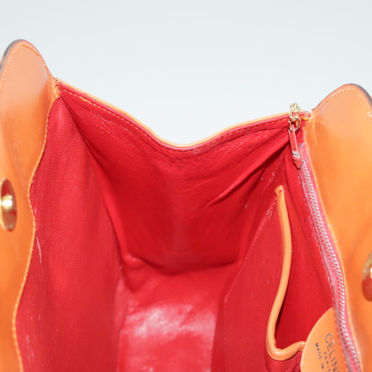 CELINE Shoulder Bag Leather Orange Gold Auth bs19882