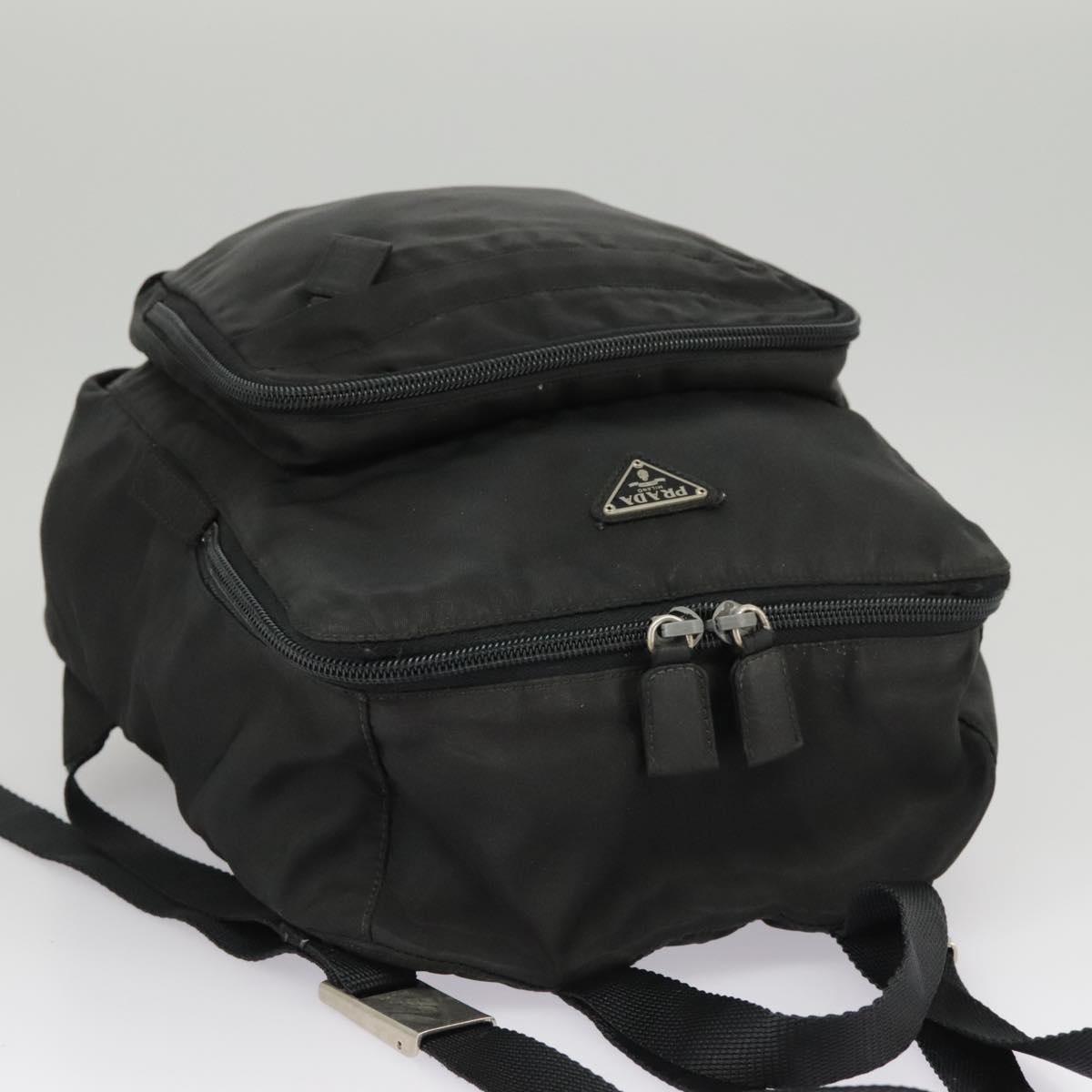 PRADA Backpack Nylon Black Silver Auth bs19892