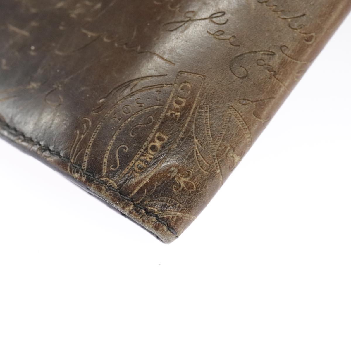 Berluti Calligraphy Long Wallet Leather Brown Auth bs19899