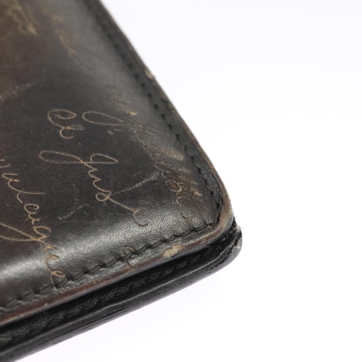 Berluti Calligraphy Long Wallet Leather Brown Auth bs19899