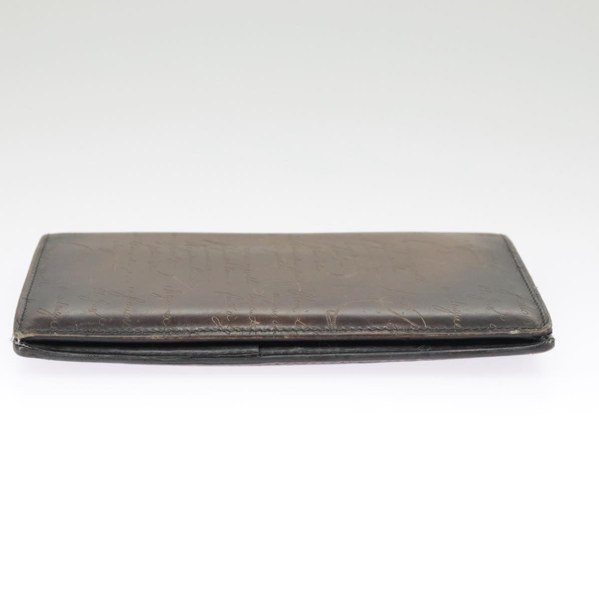 Berluti Calligraphy Long Wallet Leather Brown Auth bs19899
