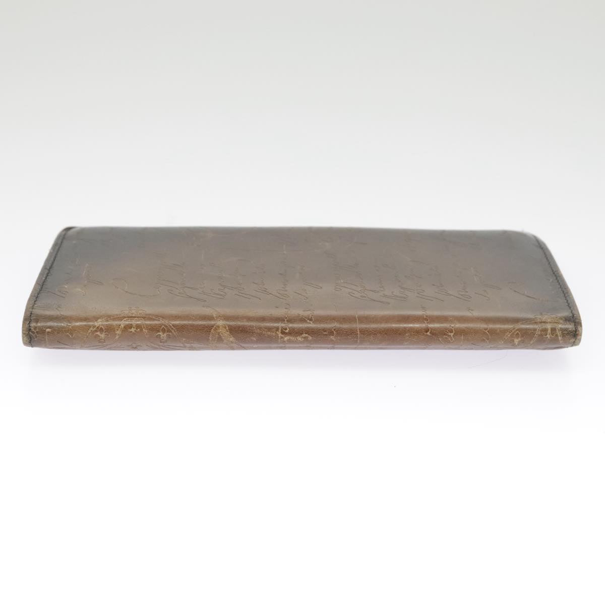 Berluti Calligraphy Long Wallet Leather Brown Auth bs19899