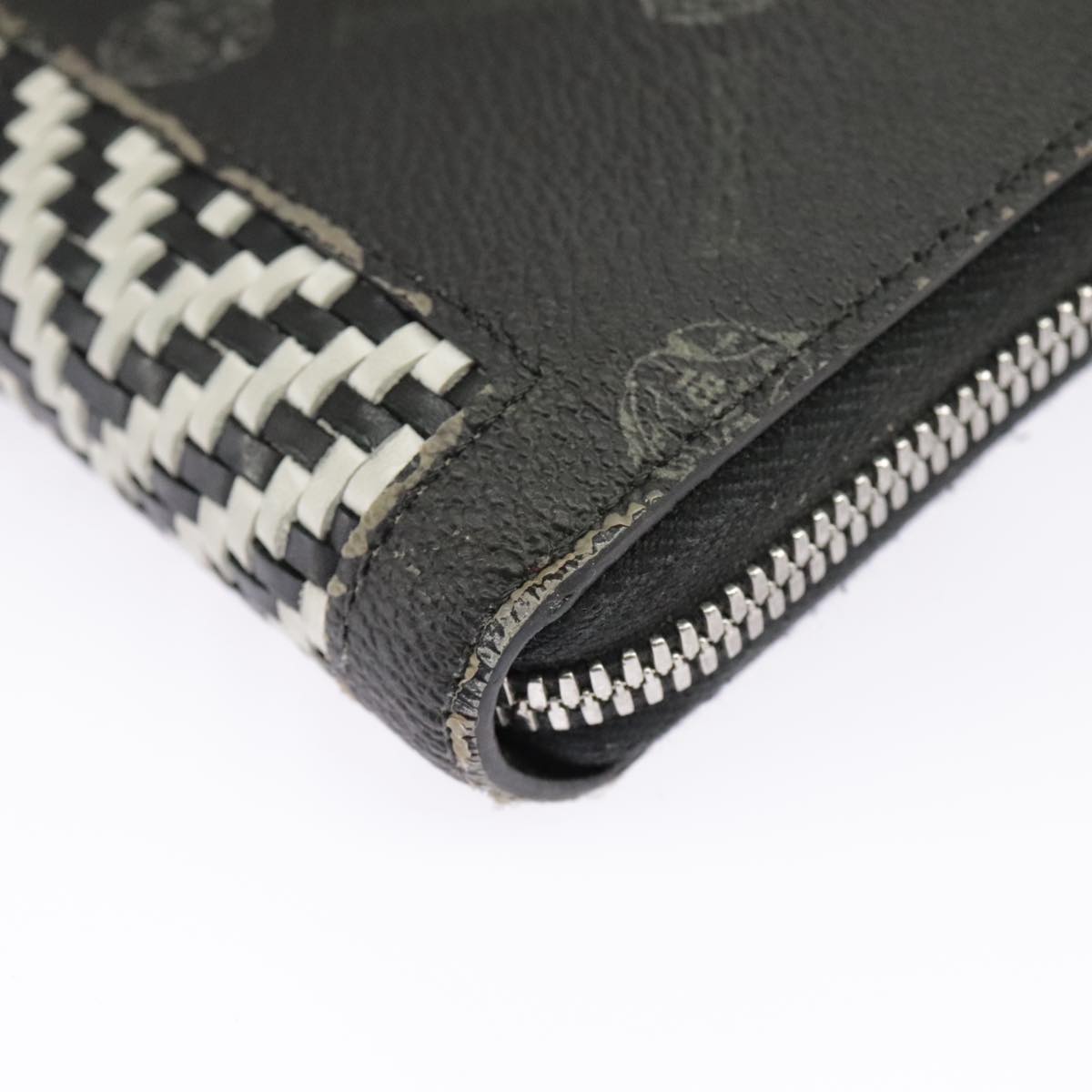 Berluti Long Wallet Leather Black Blue white Auth bs19900