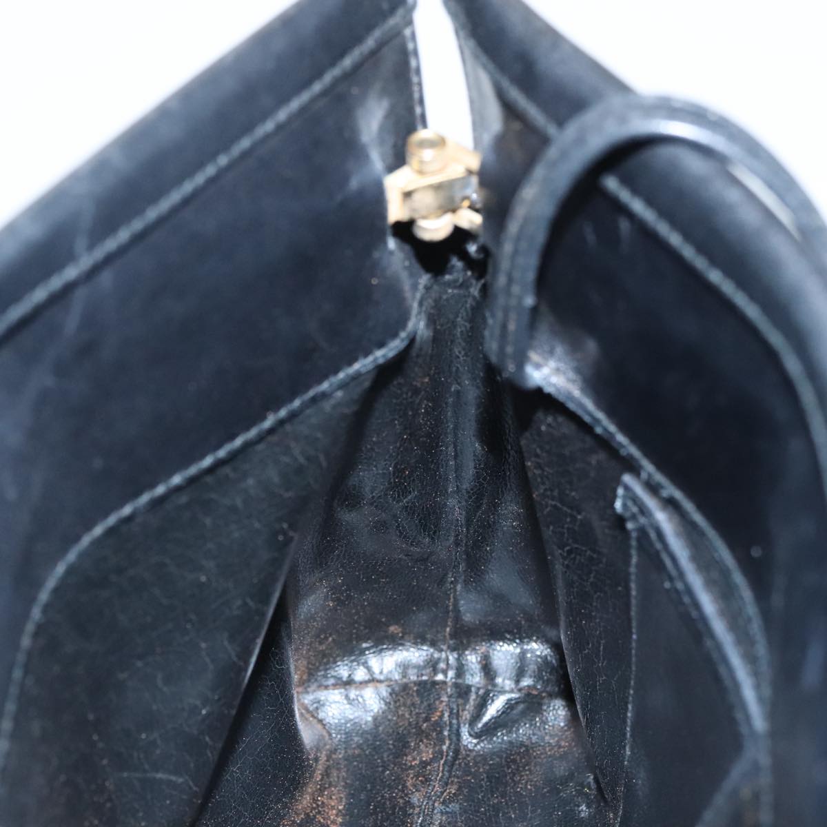 Salvatore Ferragamo Vala Shoulder Bag Leather Black Gold Auth bs19916