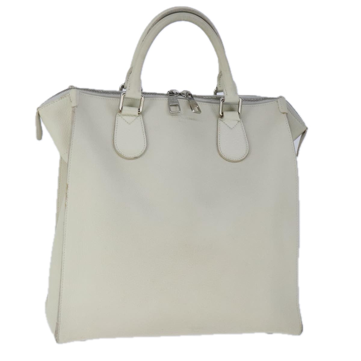 LOUIS VUITTON Naxos Cabas Hand Bag Leather White M95887 LV Auth bs19946