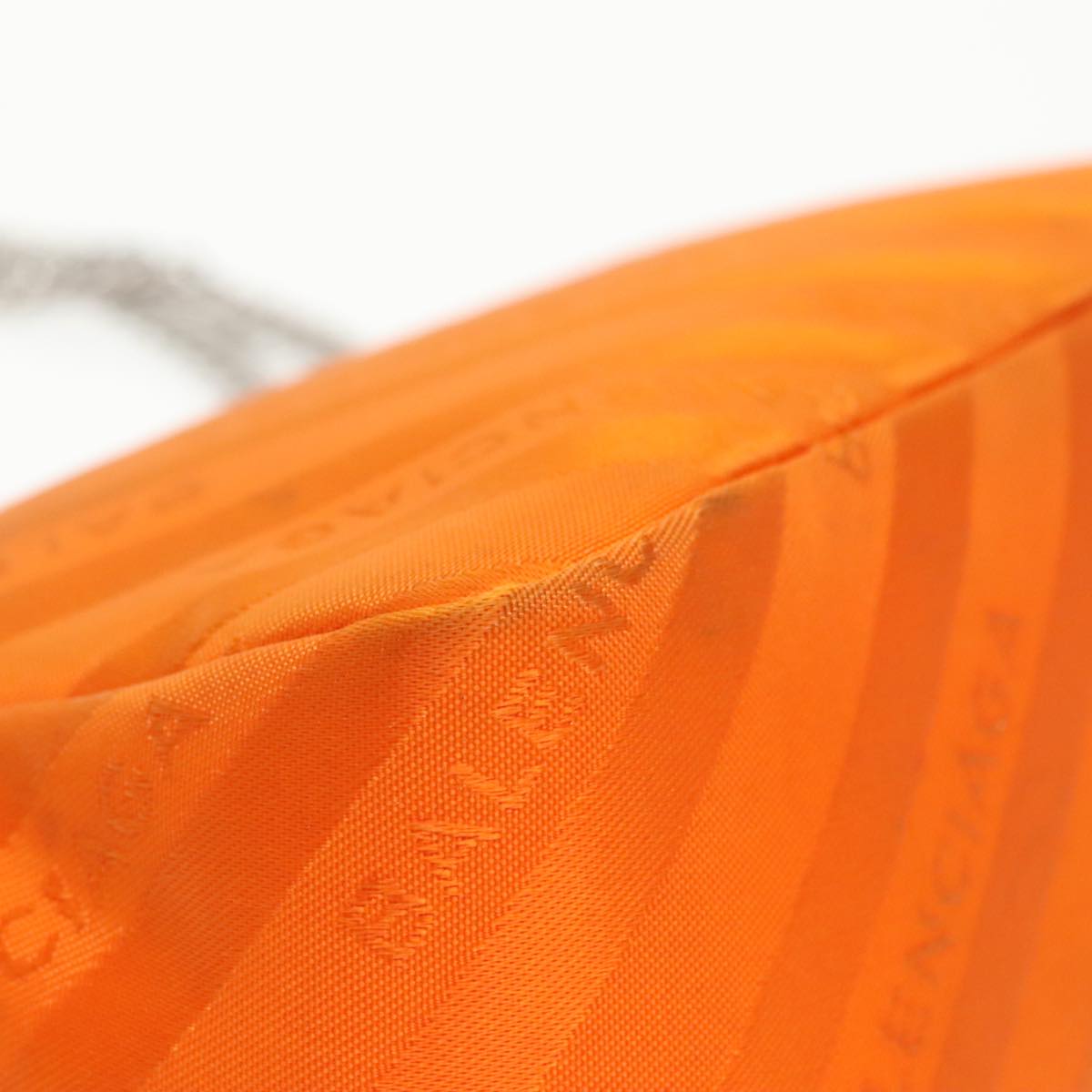 BALENCIAGA Chain BB Round Shoulder Bag Nylon Orange 501681 Auth bs19960