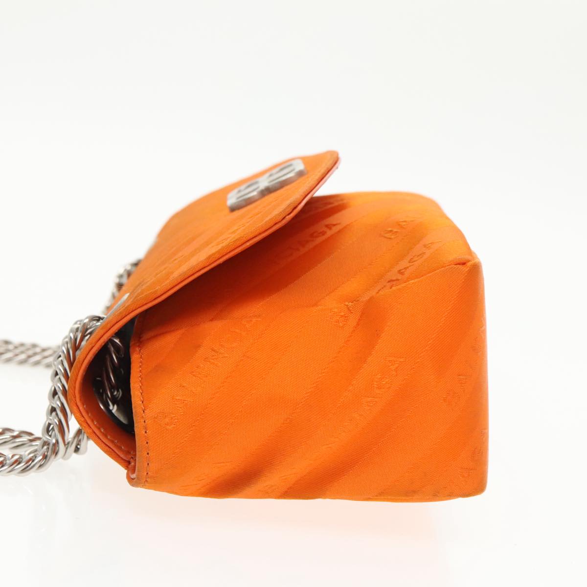 BALENCIAGA Chain BB Round Shoulder Bag Nylon Orange 501681 Auth bs19960