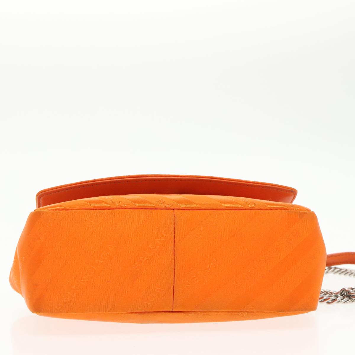 BALENCIAGA Chain BB Round Shoulder Bag Nylon Orange 501681 Auth bs19960