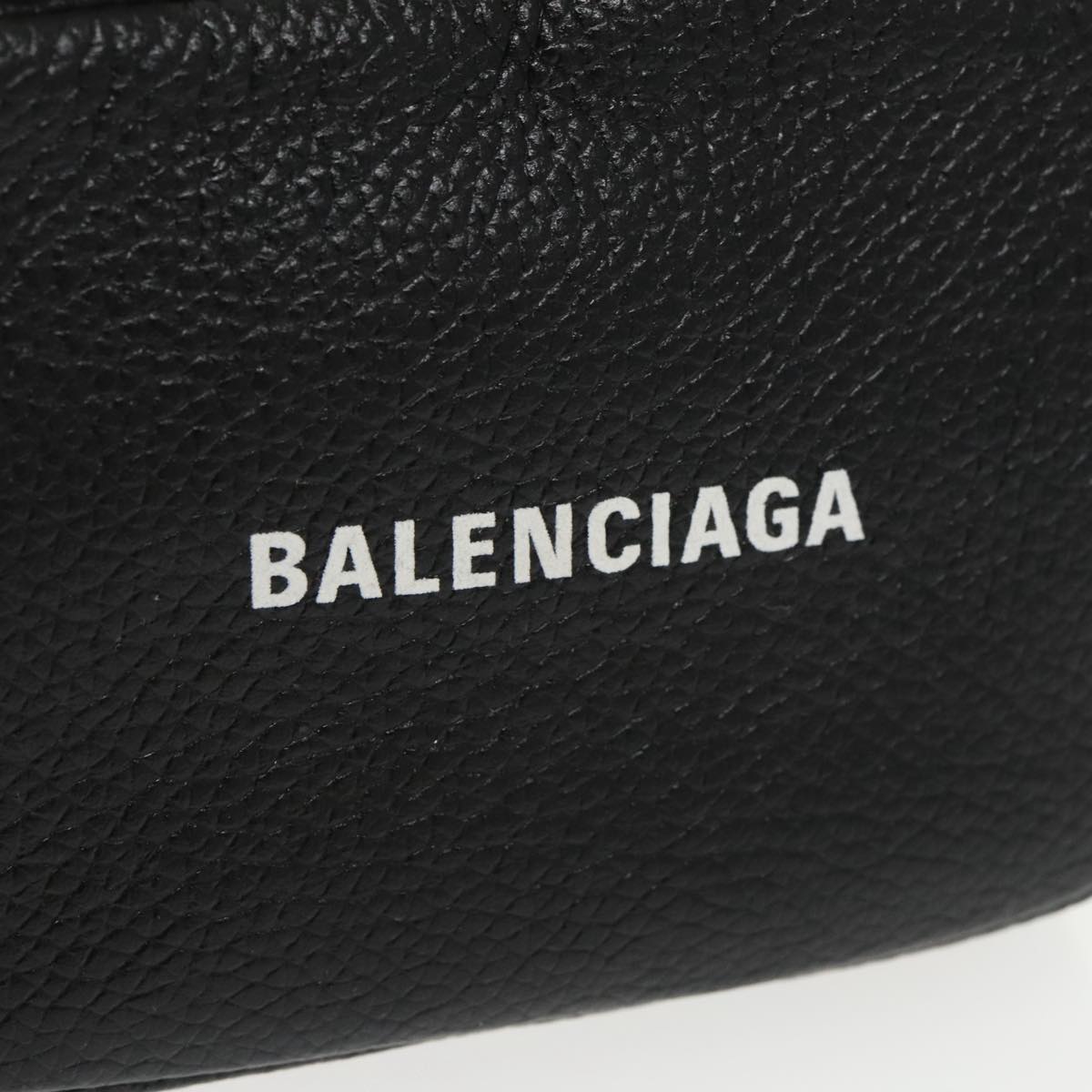 BALENCIAGA Cash Mini Shoulder Bag Leather Black Silver 640539 Auth bs19961