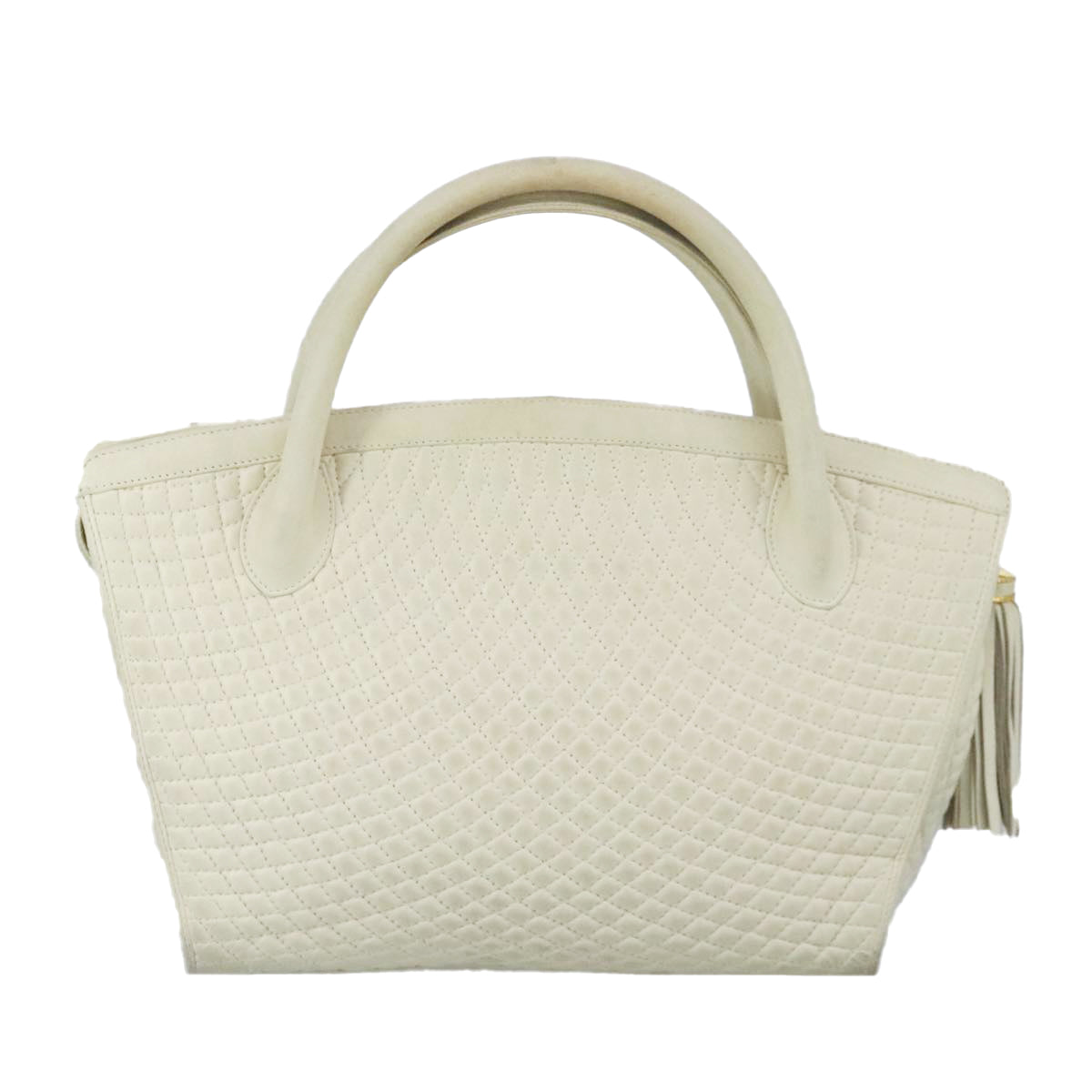 BALLY Hand Bag Leather Beige Gold Auth bs19978